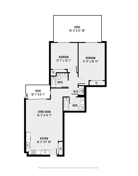 Floor plan for 2 beds, 2 baths, 1575 sqft